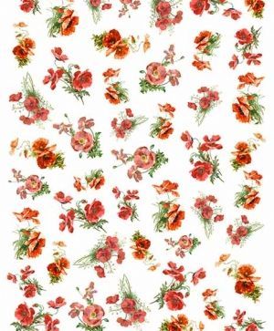 Оризова хартия за декупаж А4 -lowers, red poppies   ITD-R1445