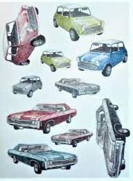 Decoupage Rice Paper A4 - Retro Cars -  ITD-R0884