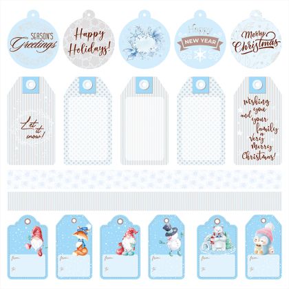 Design Paper Tags Blue Cozy Winter 30x30 english - CREA2203-CBWTEN